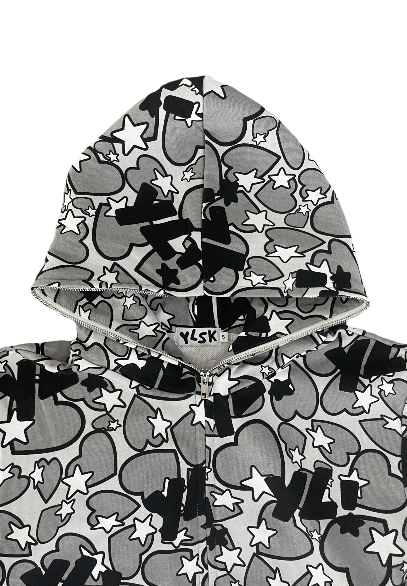 YL FULL ZIP - GREY HEARTS